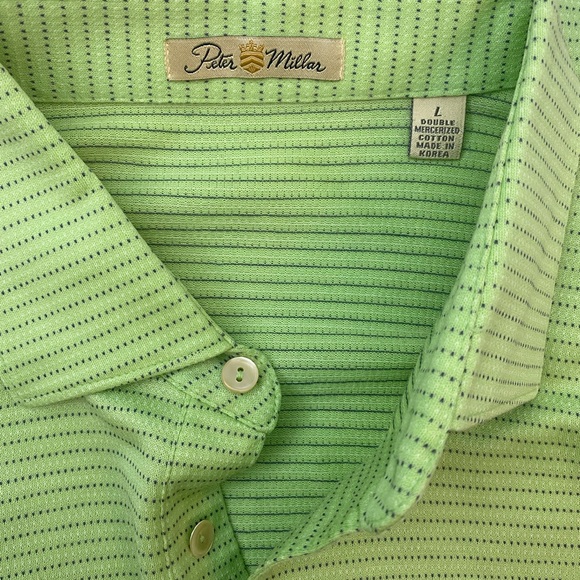 Peter Millar Designer Polo Golf Shirt in size Large. Bright Green. - Picture 4 of 5